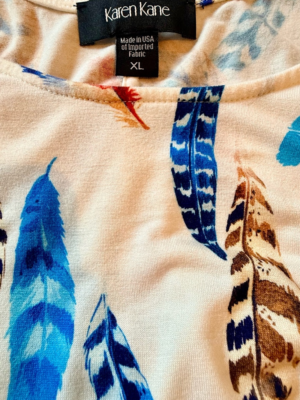 Karen Kane - Cold-Shoulder Feather Print Top - XL - Multicolor
